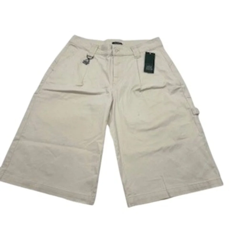 Wild Fable Cream Carpenter jorts High Rise Wide Leg Bear Charm‎ Size 6 NEW